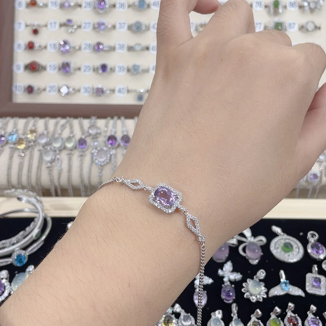 手链银S925镶嵌紫晶