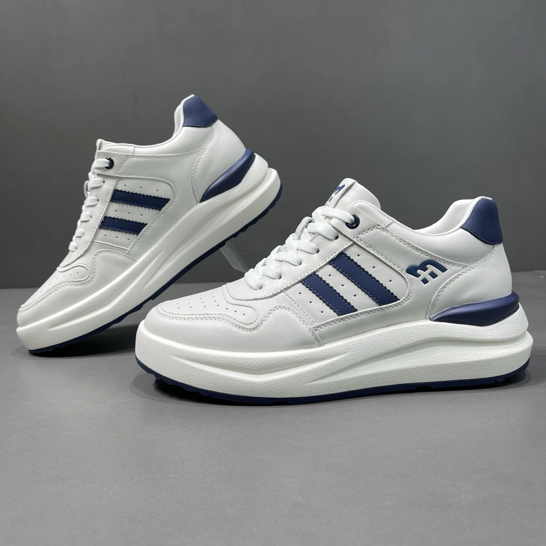 鞋子真皮厚底内增高小白鞋2025男款潮鞋休闲百搭老爹鞋鞋子男款