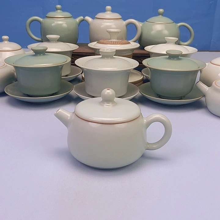 壶仿古月白石瓢壶原矿原釉原产地