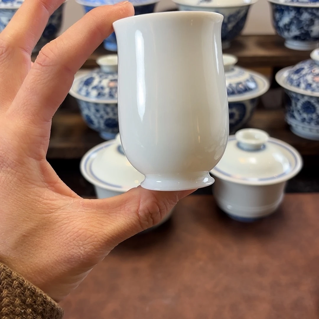 景德镇纯手工白胎闻香杯
