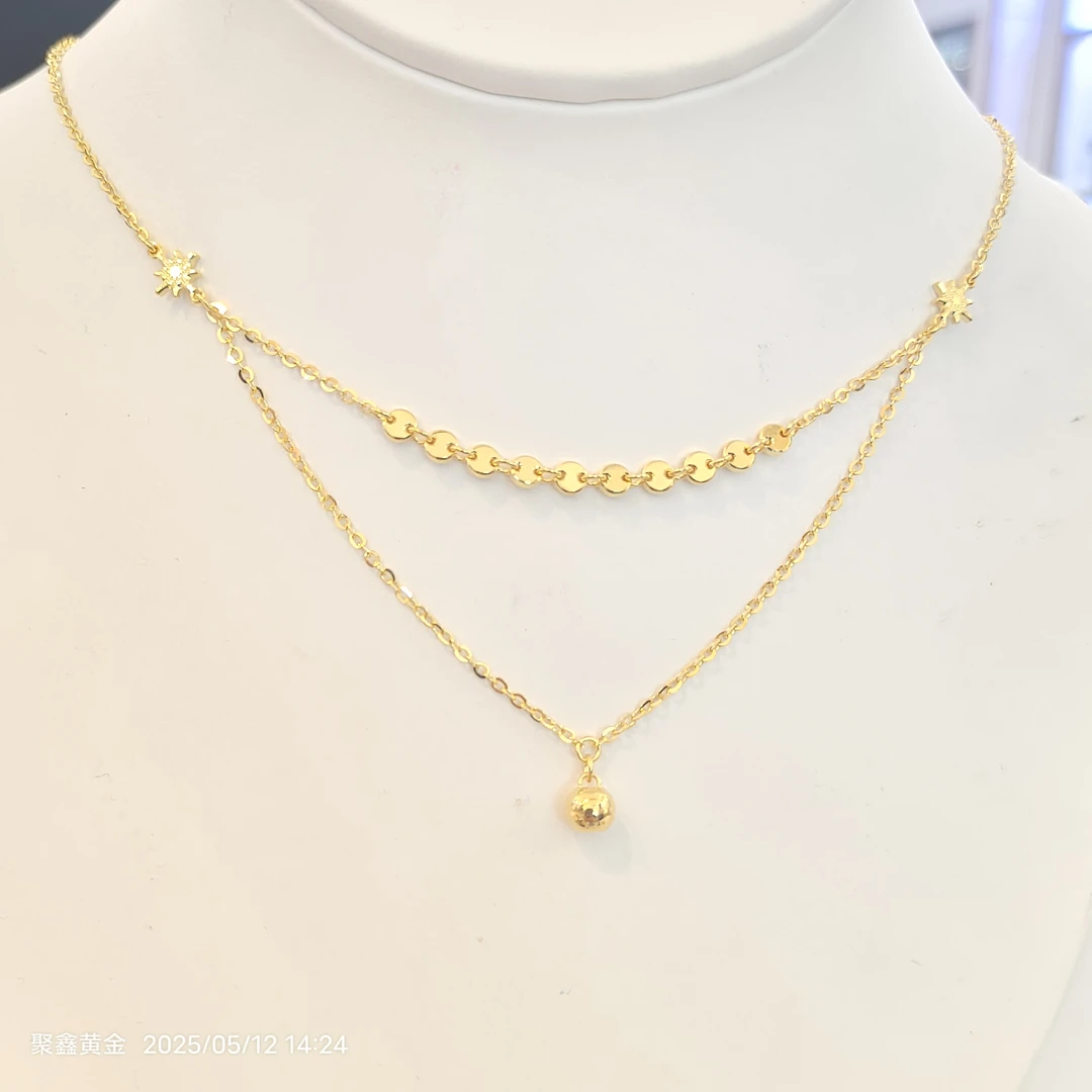 2-TL【秀秀专享】足金999 双层有球必应套链NN