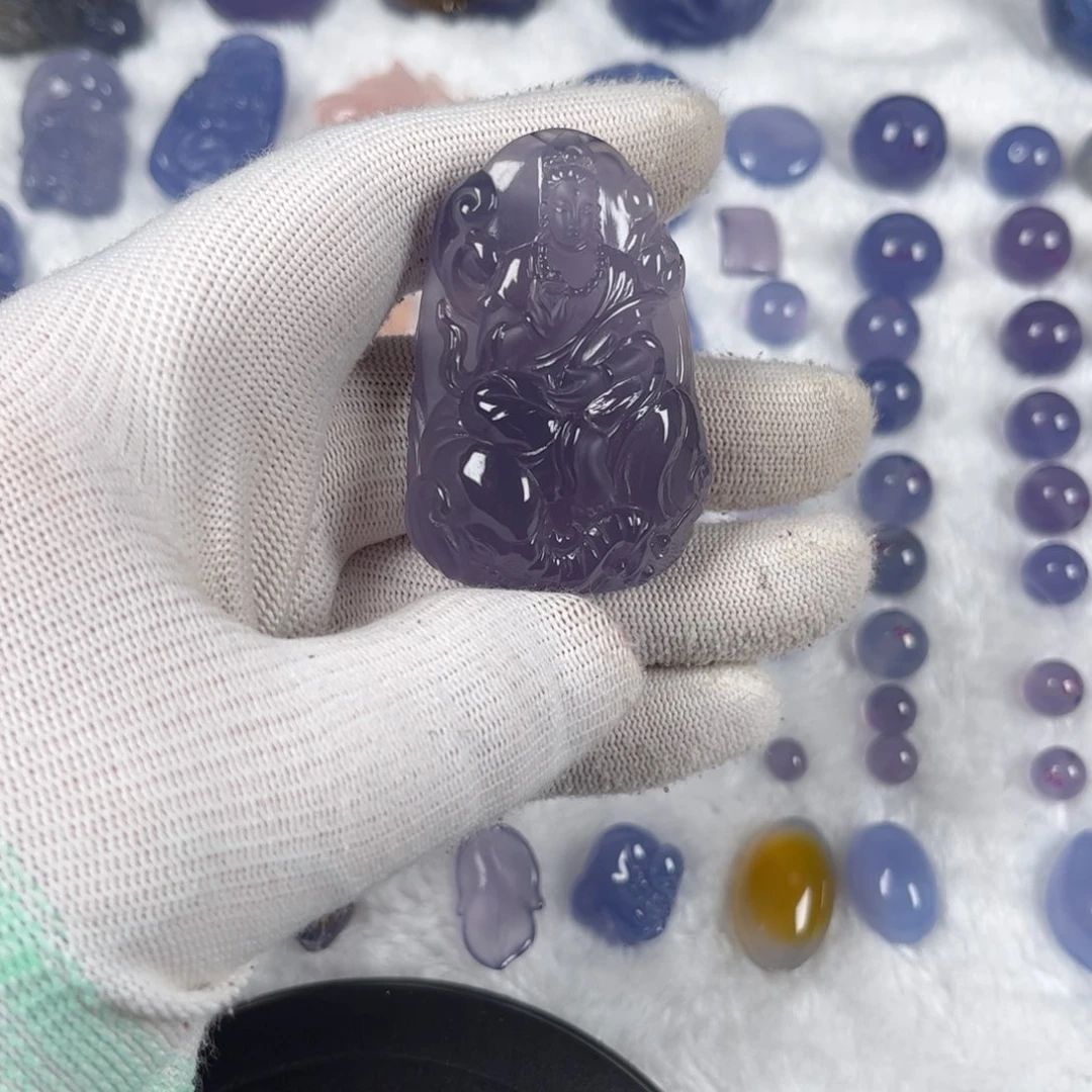 玛瑙吊坠未镶嵌?****蓝玛瑙普贤菩萨