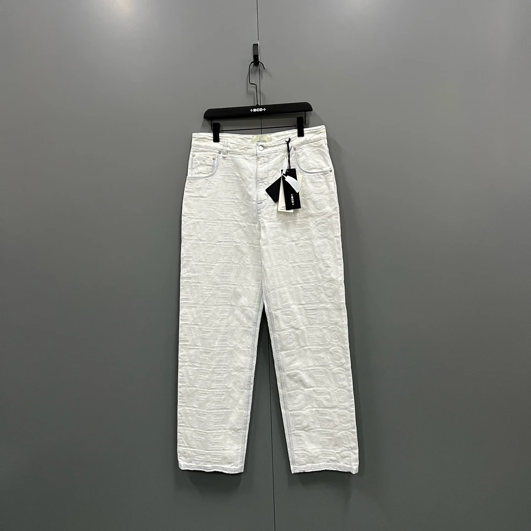 99新 FENDI/芬迪 h91 白色字母logo牛仔裤  36码009219