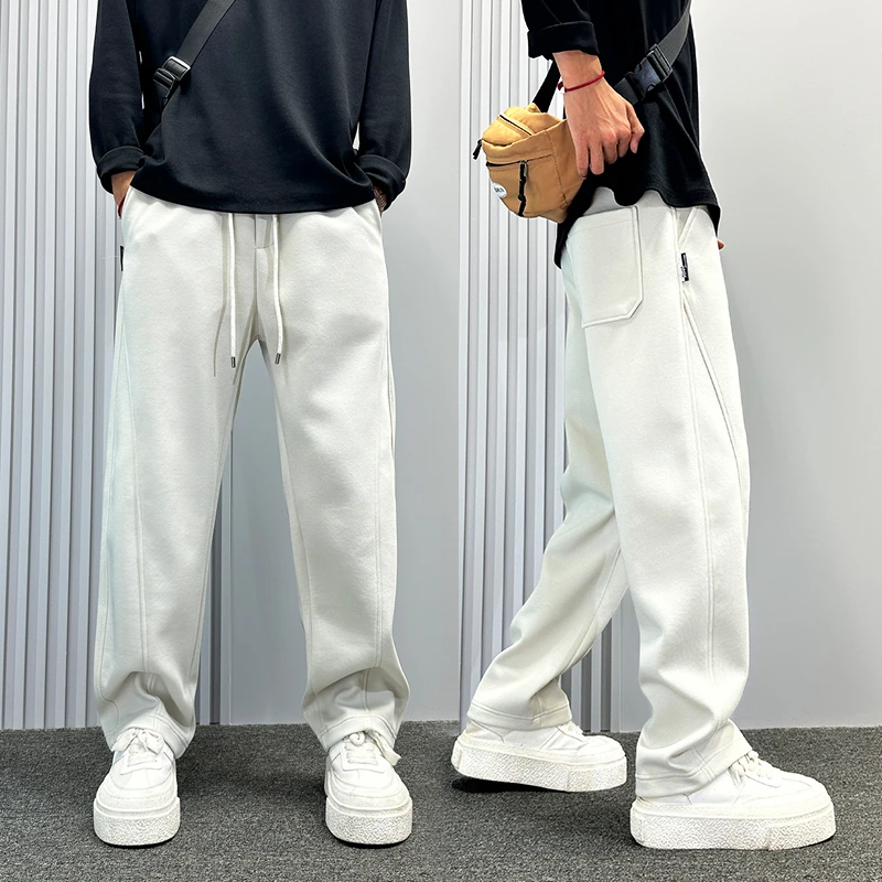 简约纯色卫裤男秋季新款宽松直筒运动裤子高级感痞帅潮牌休闲长裤