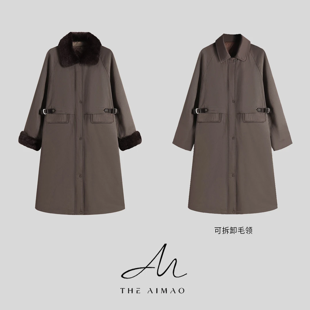 【THE AIMAO】北欧环游“90白鹅绒拼接青根貂毛领保暖羽绒XYX83035