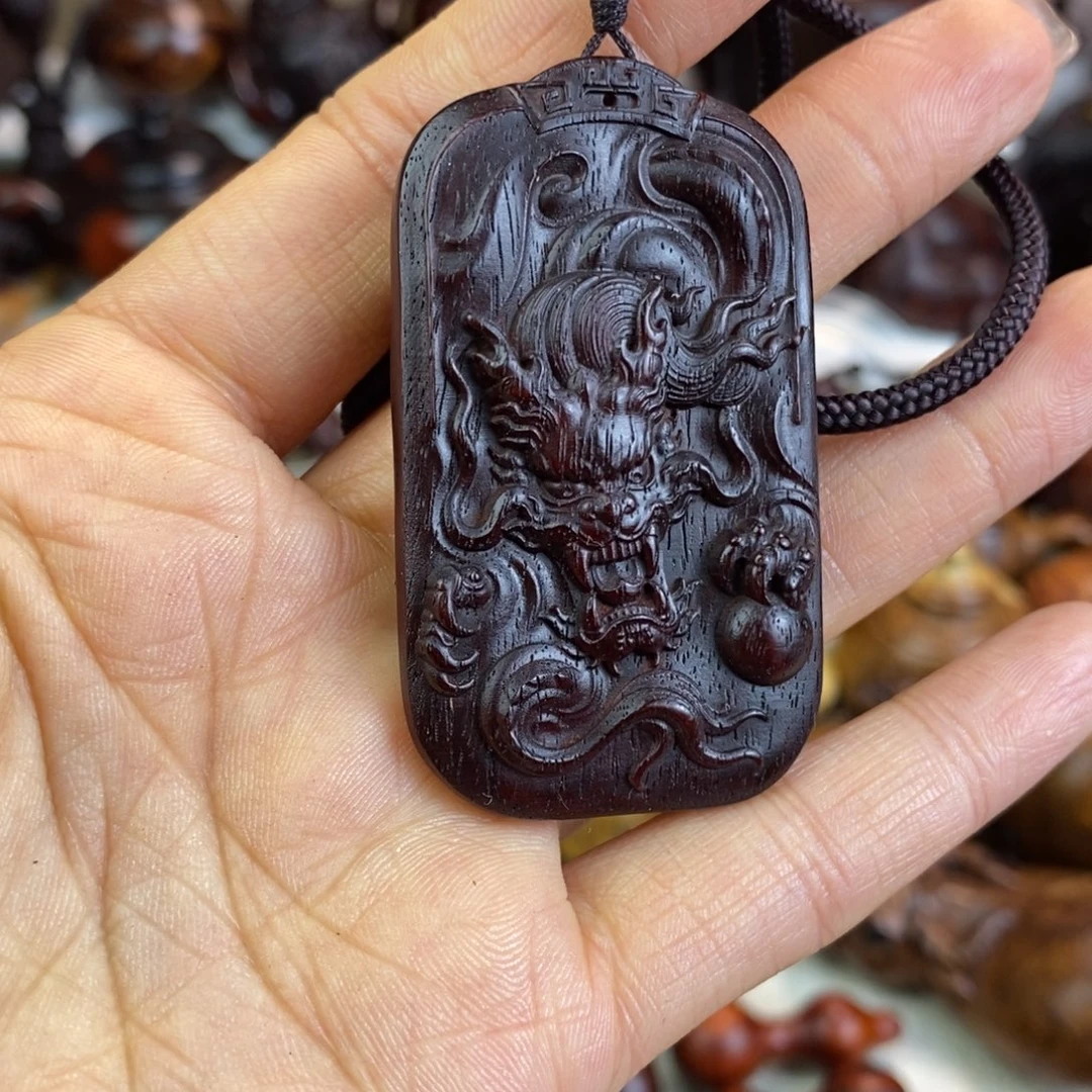 木印度小叶紫檀龙牌挂