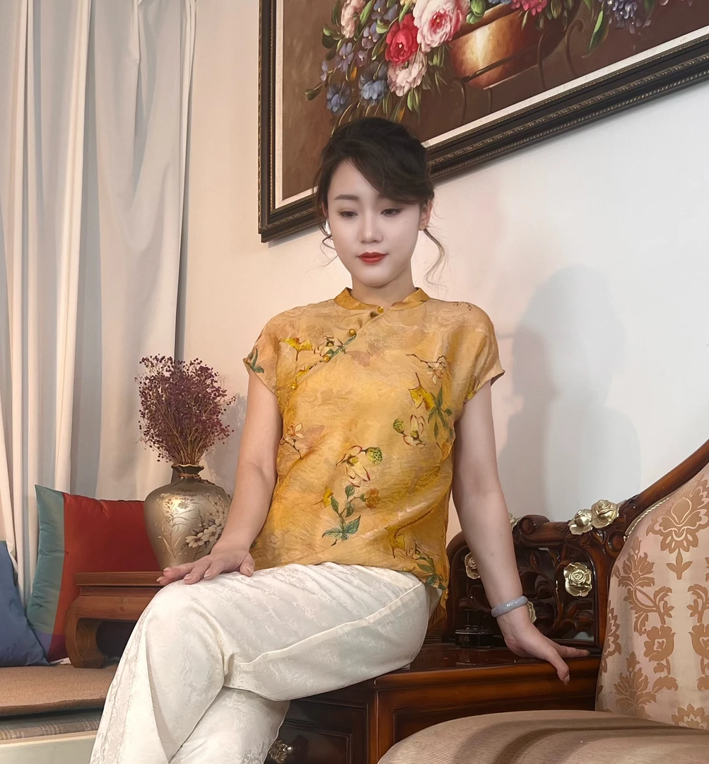 【花予】新中式时尚气质提花夏季休闲小衫（W192）