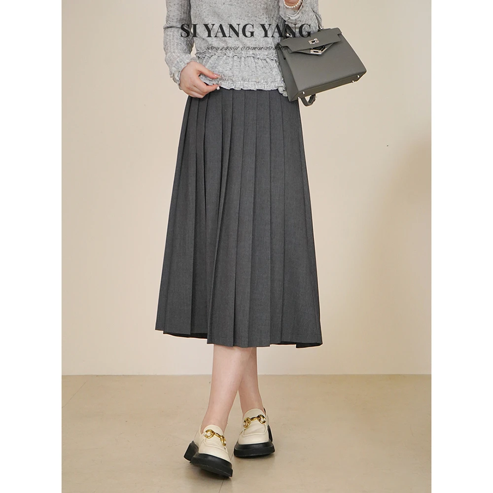 斯洋洋SIYANG弹力混纺平纹舒适后腰松紧通勤百搭半裙BQ508A038SYY