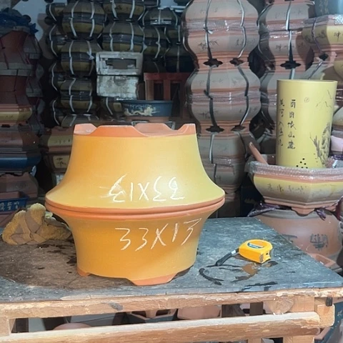 紫砂花盆碗盆黄色两个