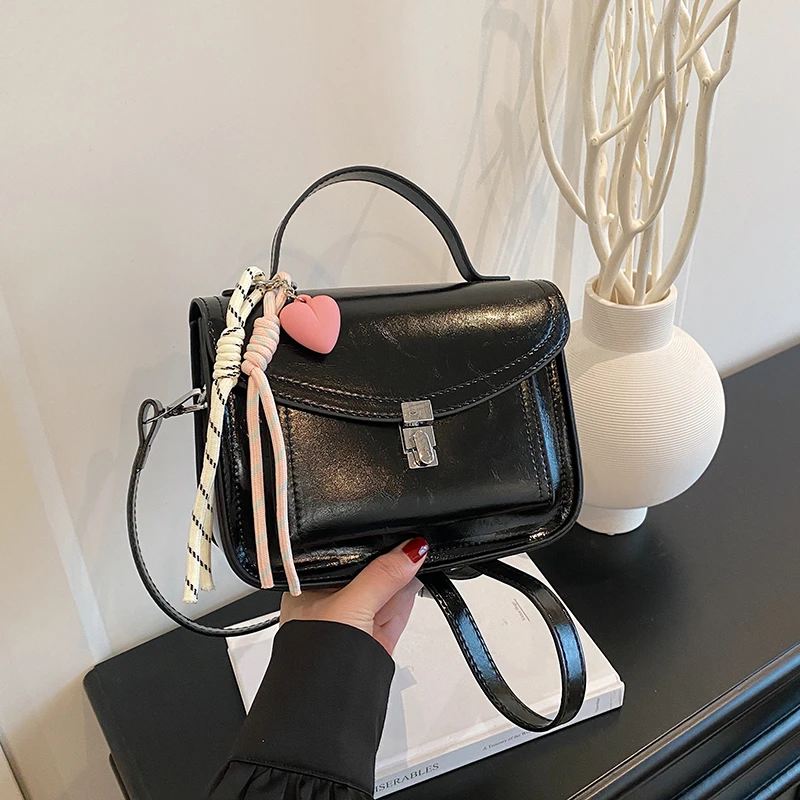 新款时尚轻奢百搭潮流女士单肩斜挎包6043黑色