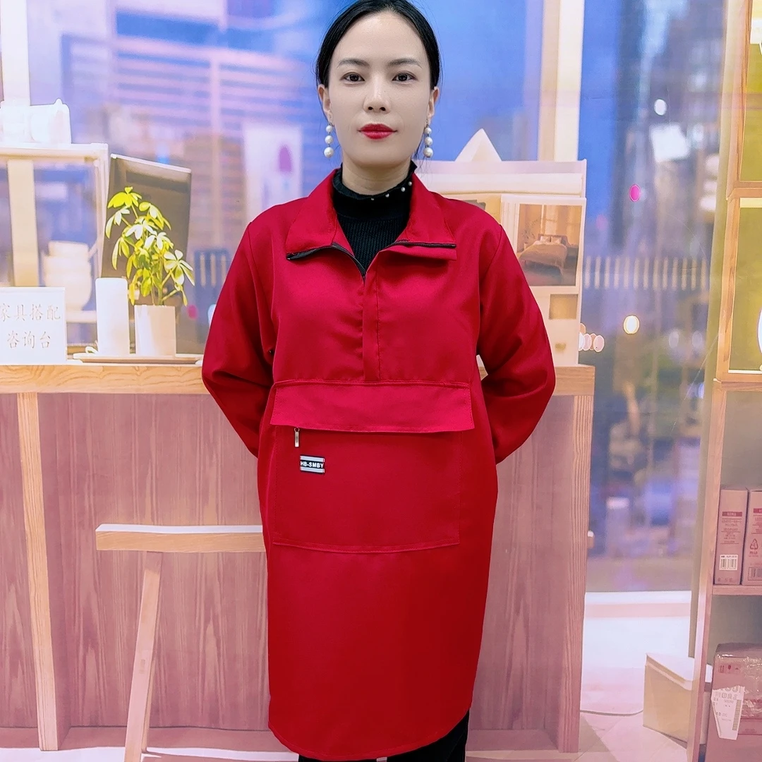 1833新款纯色围裙中老年时尚酒店干活工作服J
