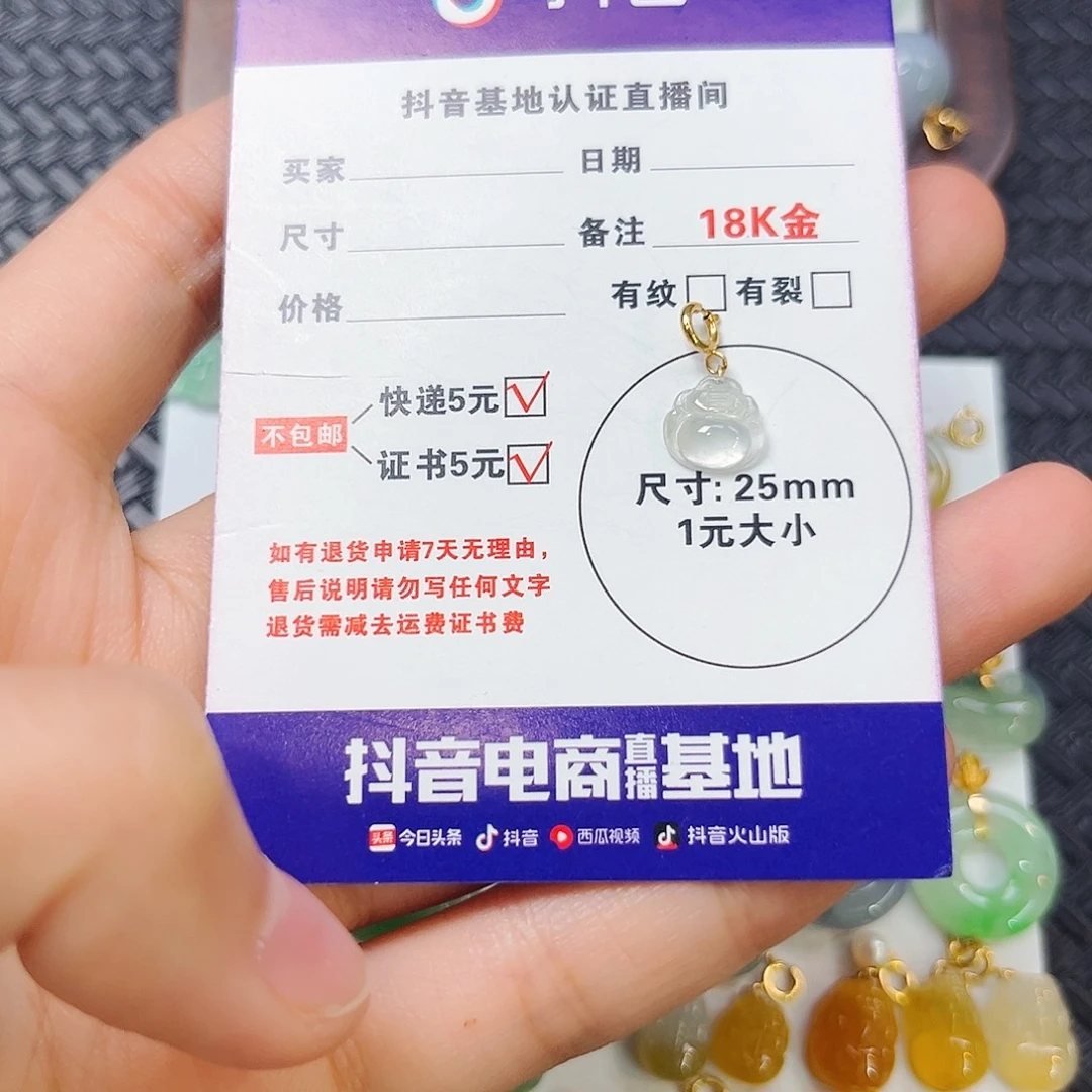 ****你翡翠18K金镶嵌颈饰