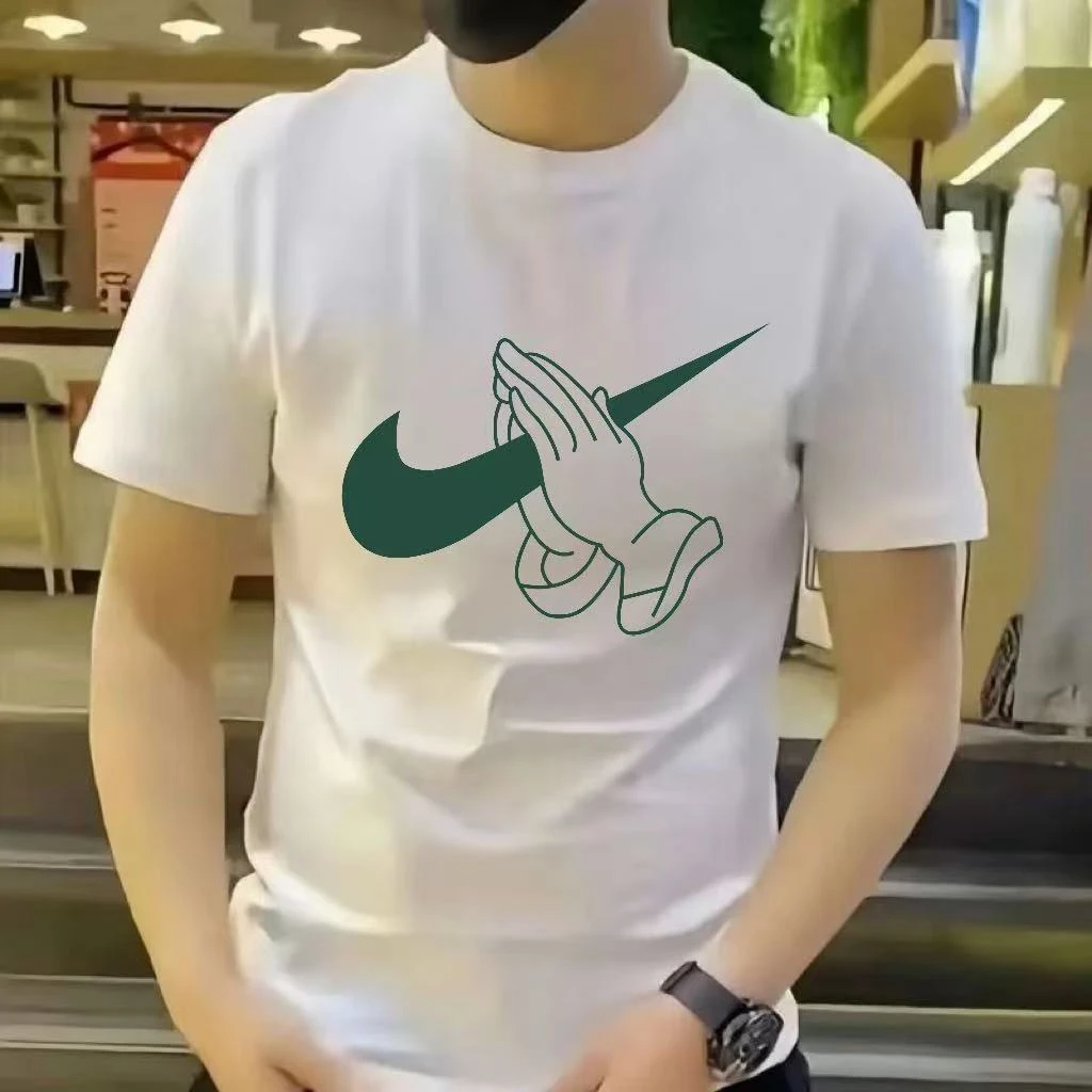 夏季纯棉男短袖T恤圆领印花休闲潮流修身百搭半袖时尚男装男士