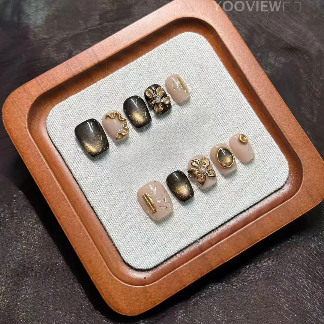 【YOOVIEW柚见】新款瓷白爆闪金高质量穿戴甲片推荐20猫眼美甲