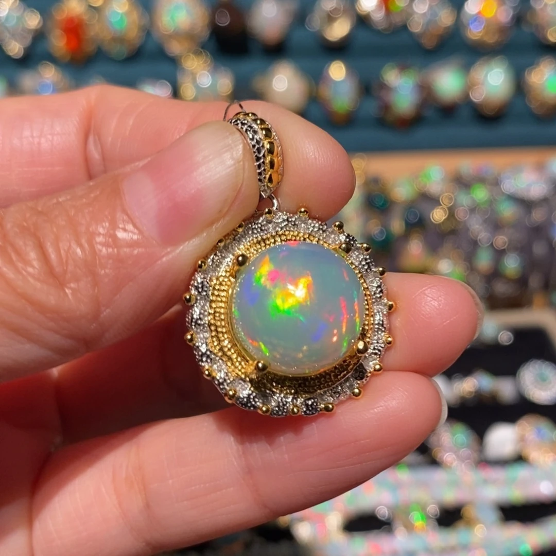 欧泊银S925镶嵌吊坠