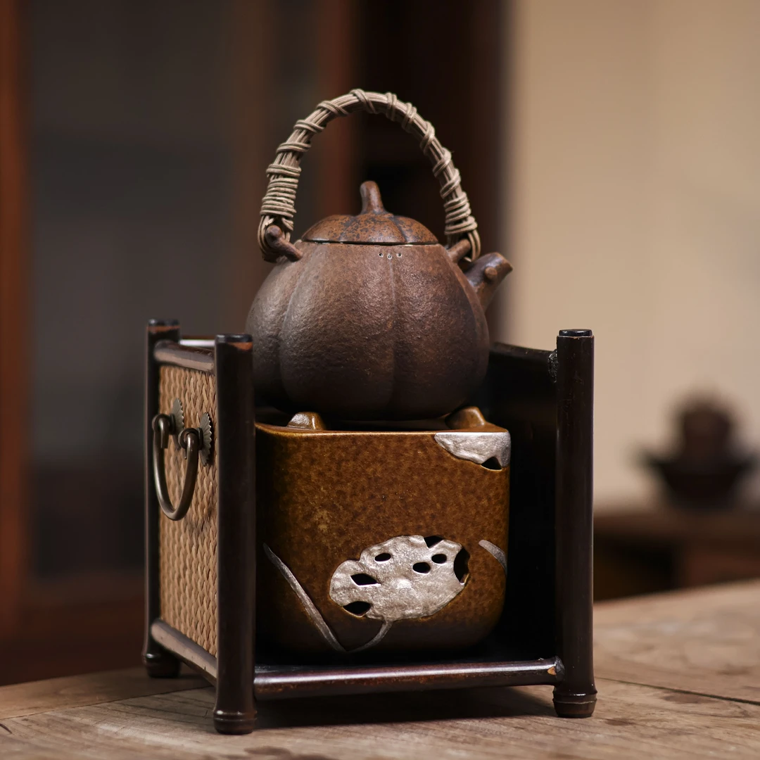 套组-南瓜提梁壶+莲藕酒精炉粗陶（Q0491＋V1325）