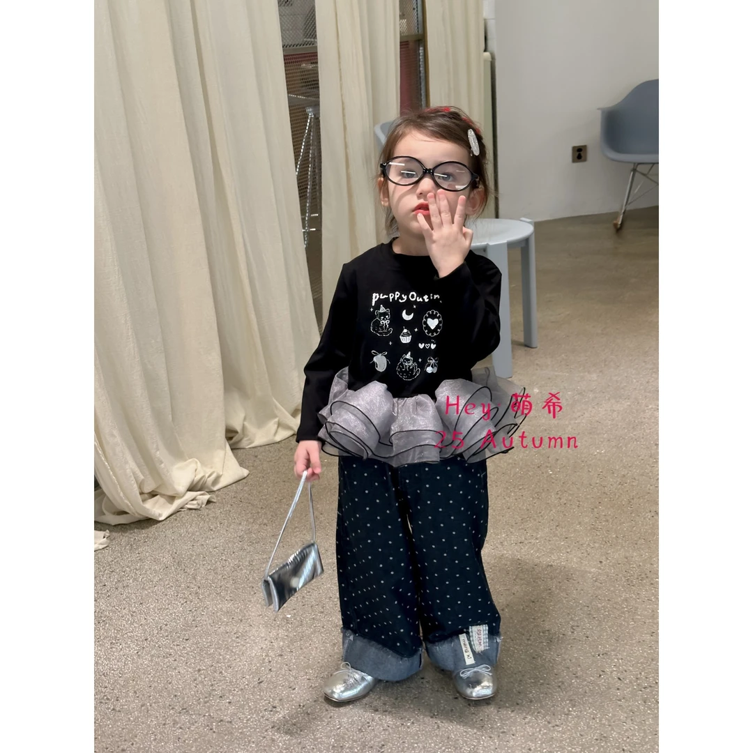 萌希·25秋~韩版波点牛仔裤K5856（汉服）深蓝