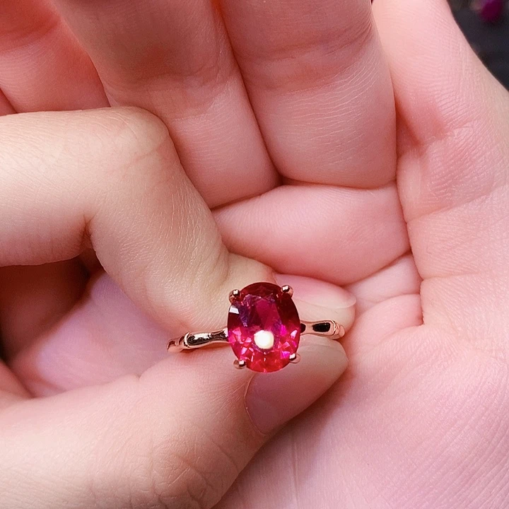 戒指银S925镶嵌红宝石