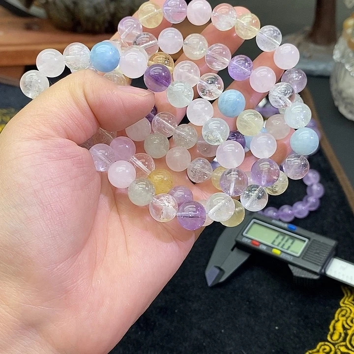 水晶手链未镶嵌水晶多宝10+