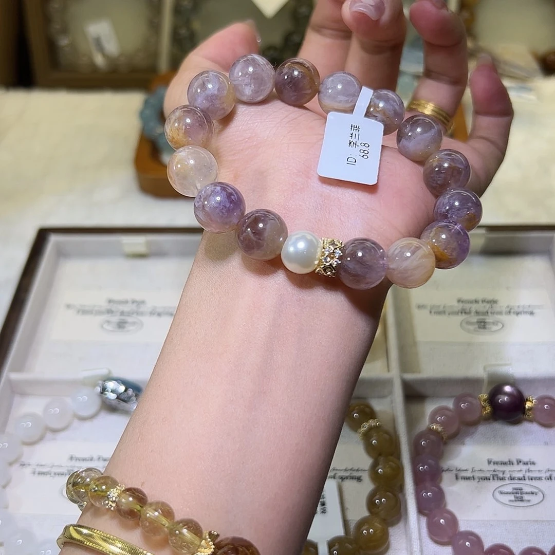 水晶手链未镶嵌紫钛极光12m 48小时鉴赏