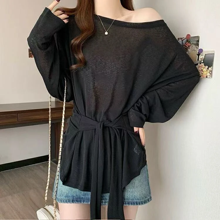 【绑带防晒衫】017-潮时尚百搭夏季防晒薄款防晒小衫长袖T