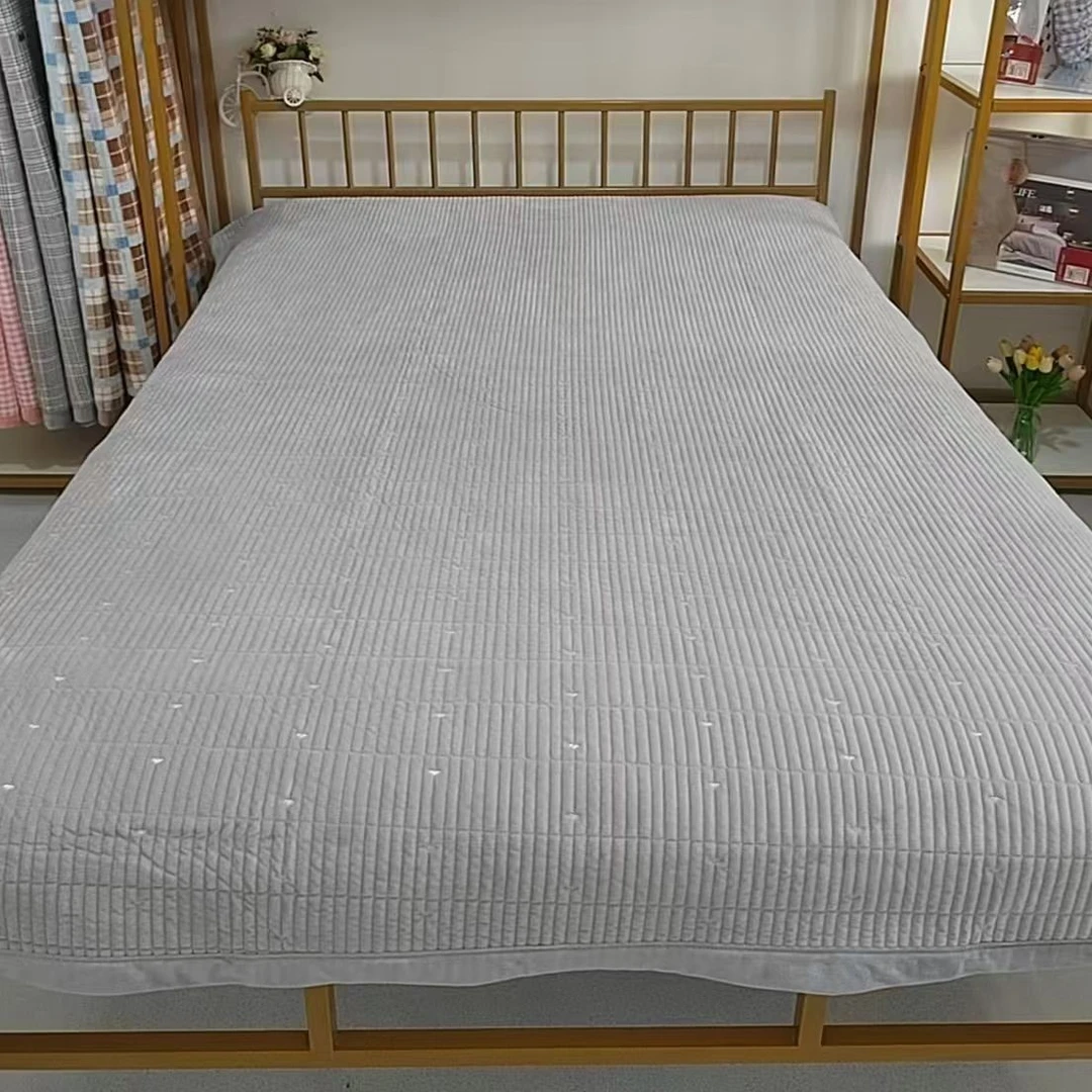 双面加厚简约纯色可拆洗透气双面款合格品床盖灰色盖毯奶绒布床