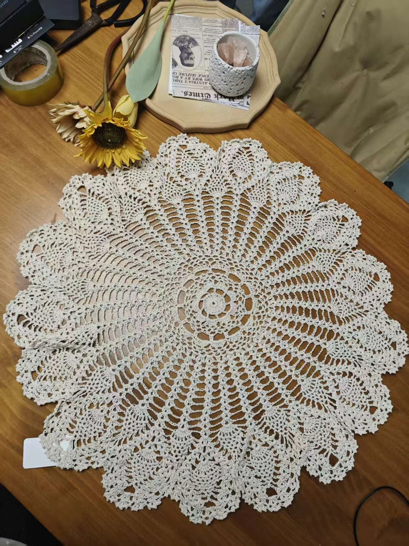 【登上织雾岛】凤尾01隔热垫棉蕾丝手工美式乡村田园柜子盖布桌布