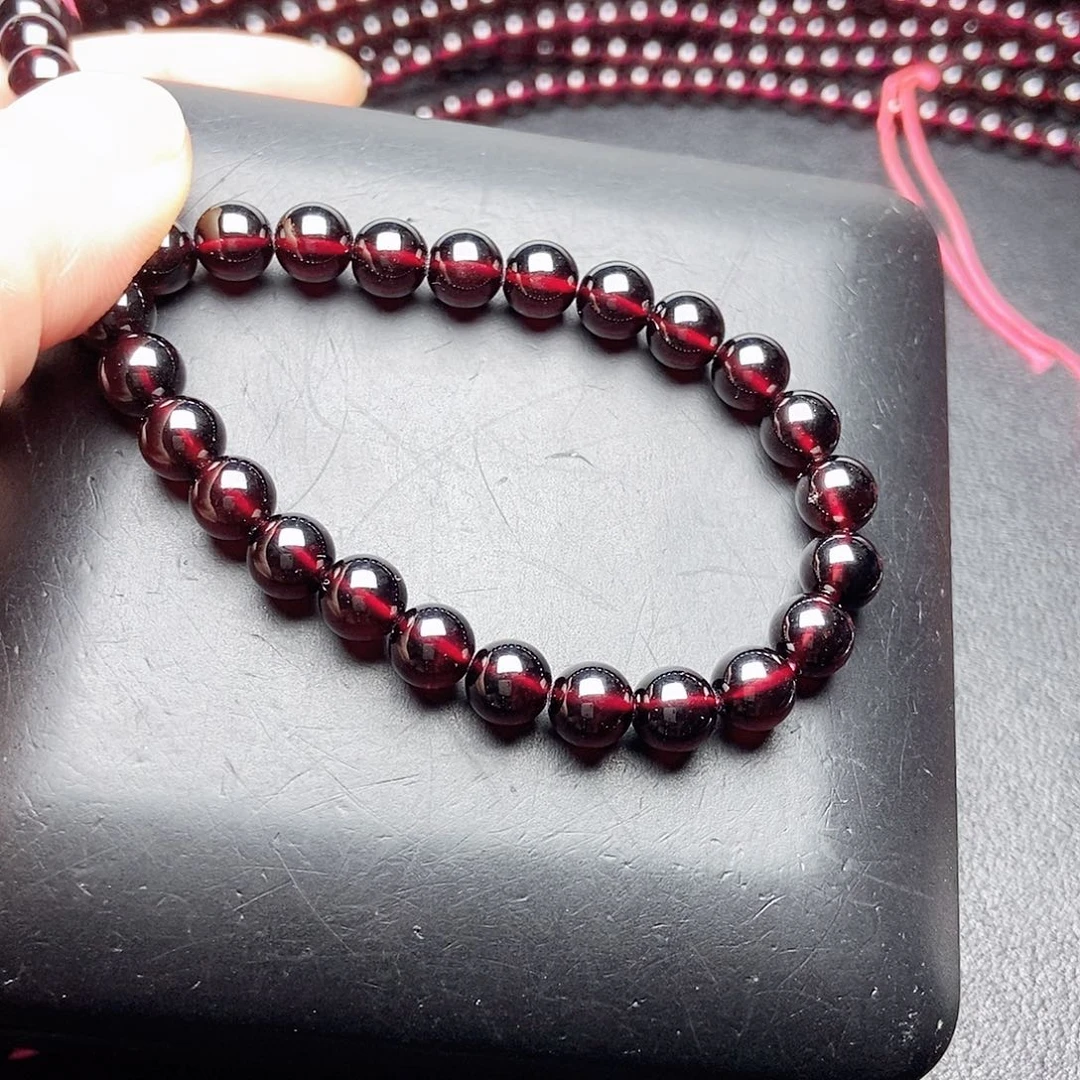 手链未镶嵌石榴石℃7酒红色毕业级10a