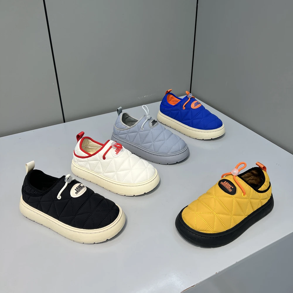 简约格子冬季加绒保暖面包鞋时尚百搭软底软面舒适潮流休闲棉鞋男