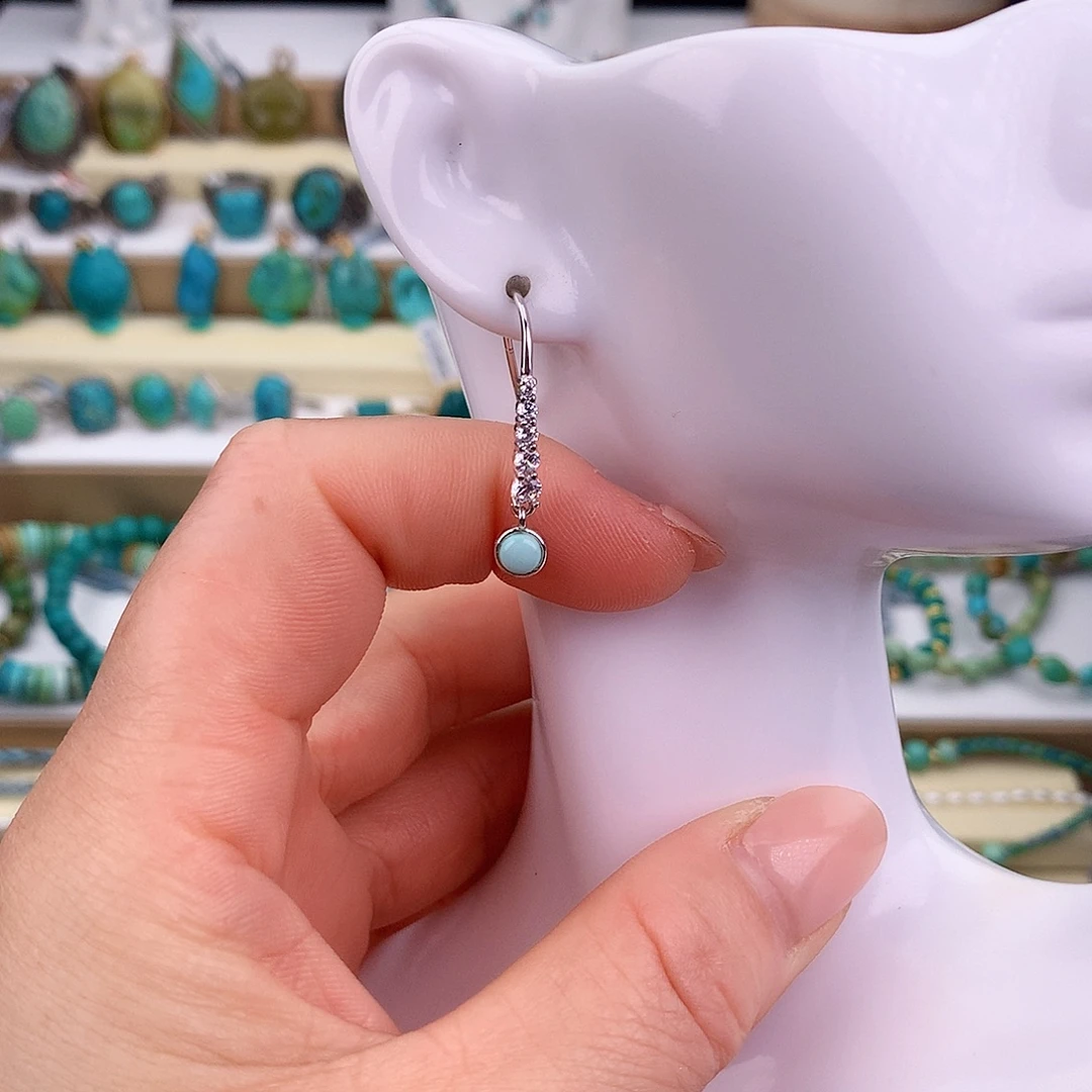 绿松石未镶嵌耳饰