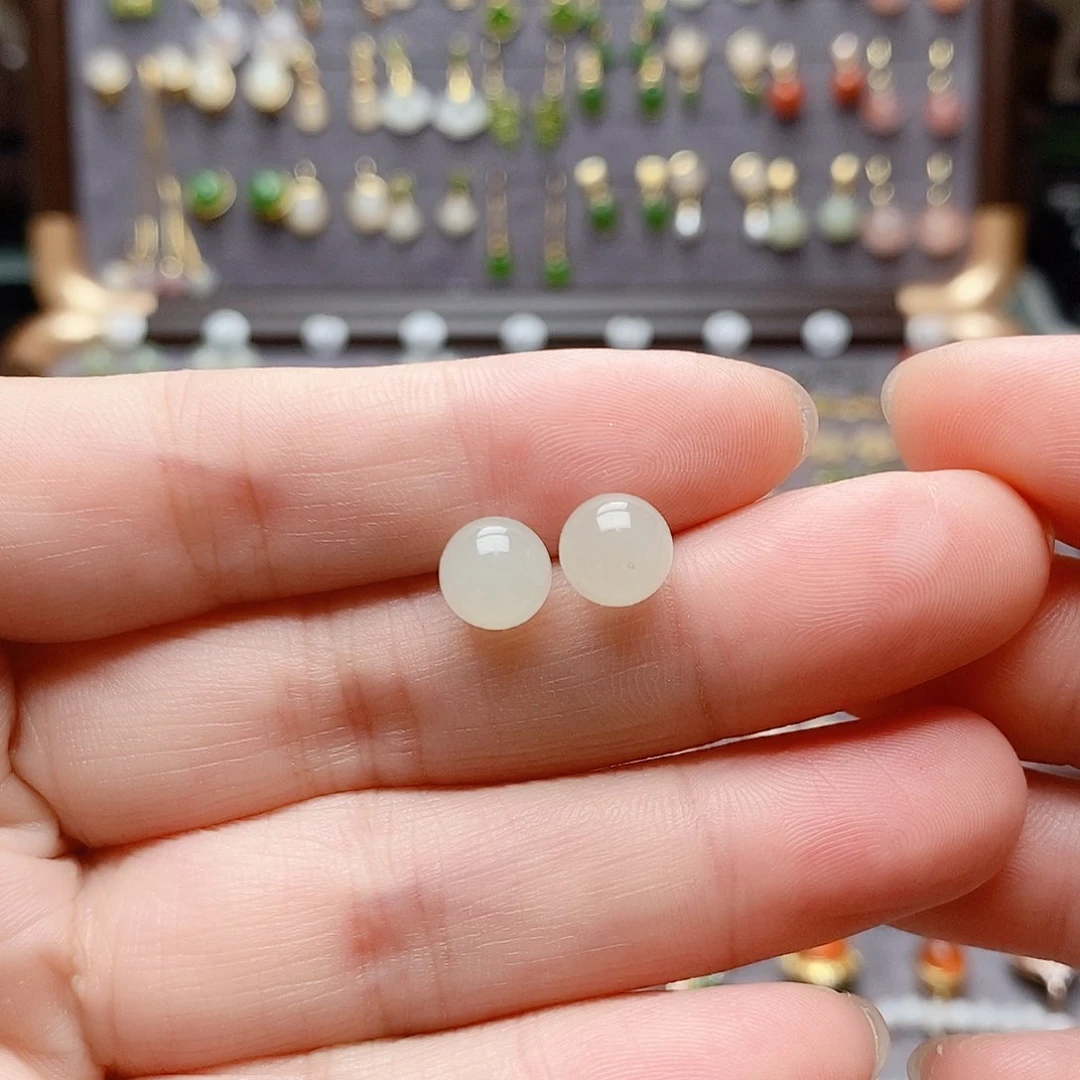 银S925镶嵌和田玉耳饰