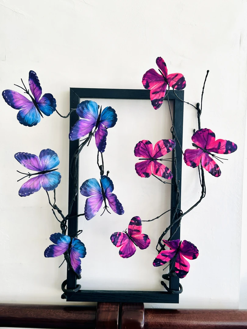 双纸蝴蝶客厅桌面装饰新中式创意墙饰挂画