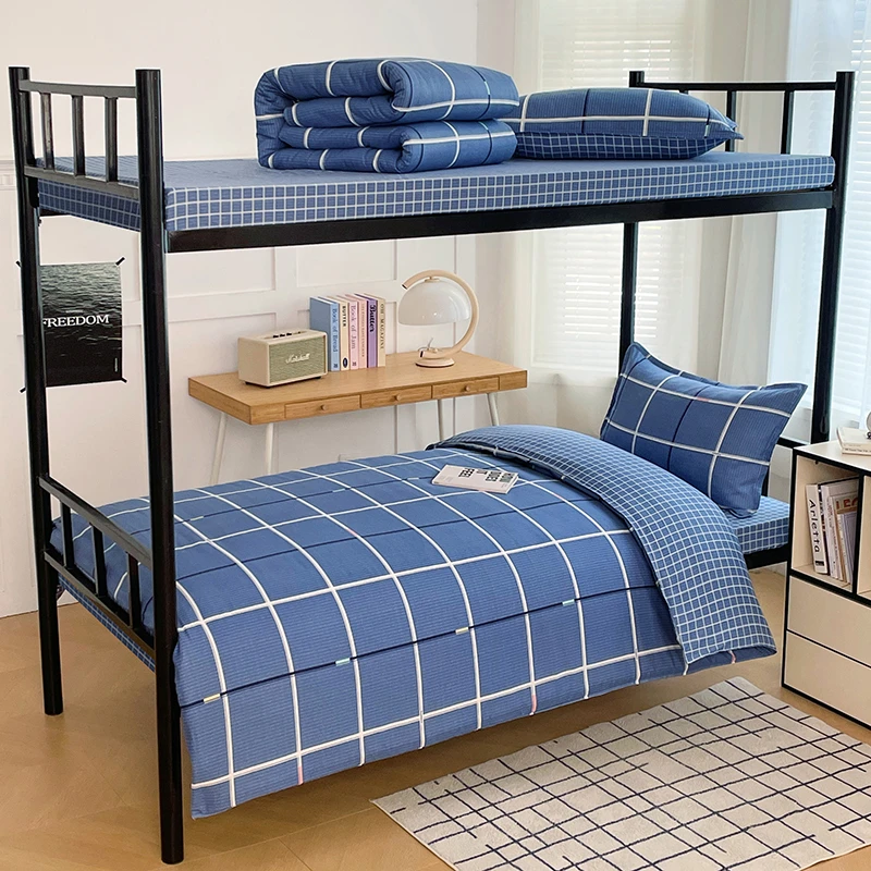 2025新款纯棉全棉学生款三件套上下铺学生六件套床单被套被芯枕芯