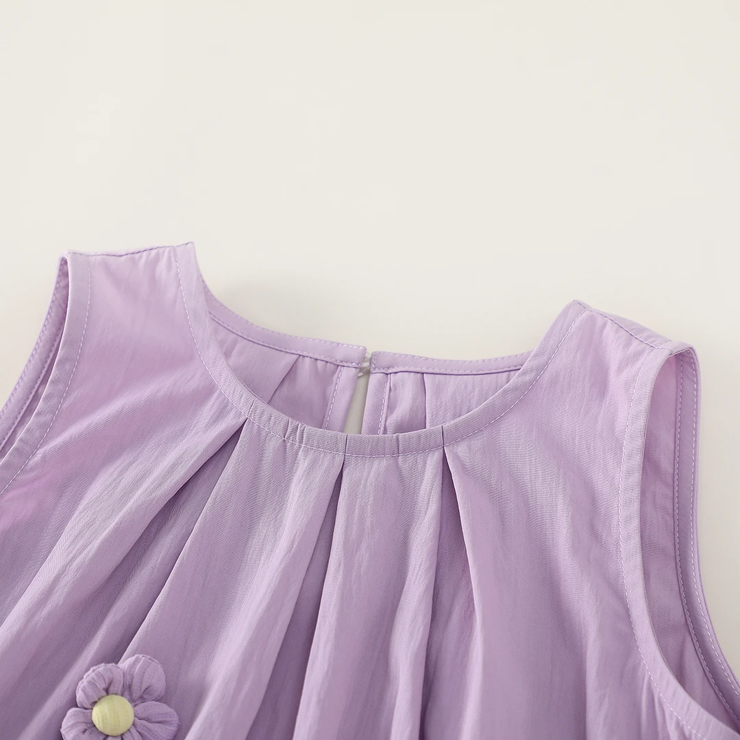 夏季甜美花朵紫色连衣裙17630470151