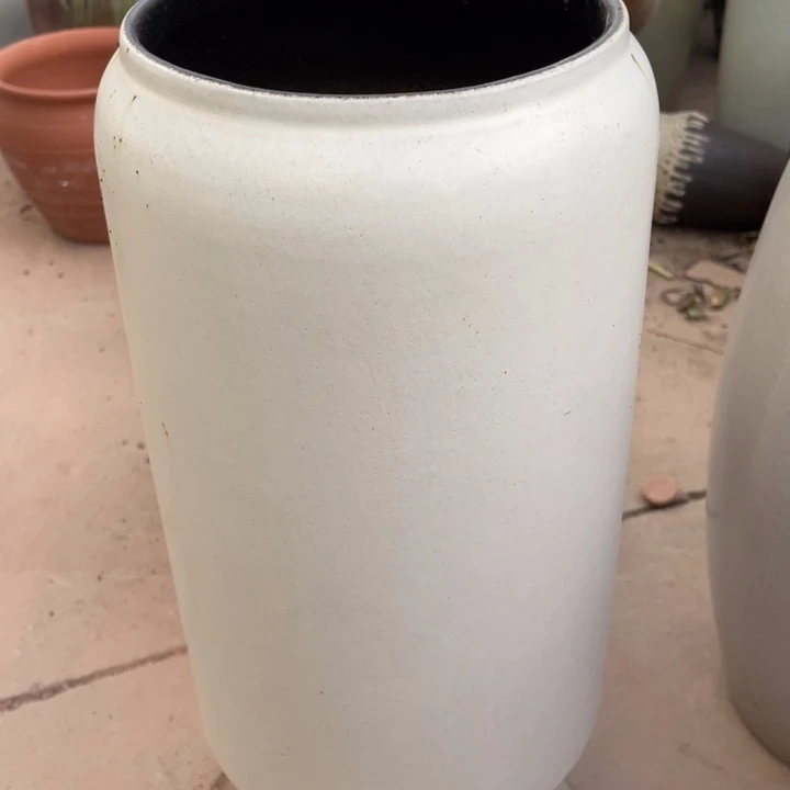 紫砂花盆高46口15.5白色瑕疵