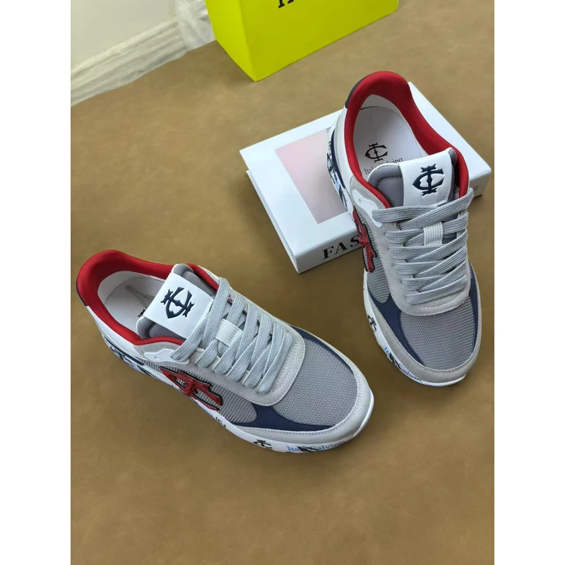 意卡维诺红标运动爆款潮鞋休闲皮鞋潮流系带增高行政通勤鞋薄底