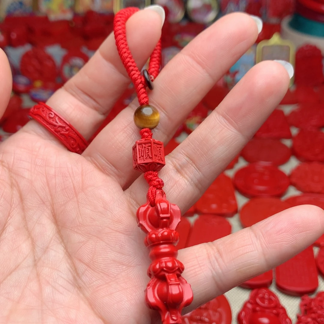 天然辰砂工艺品朱砂钥匙扣