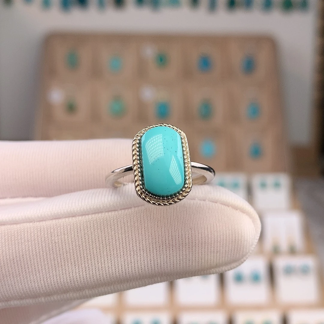 绿松石银S925镶嵌戒指