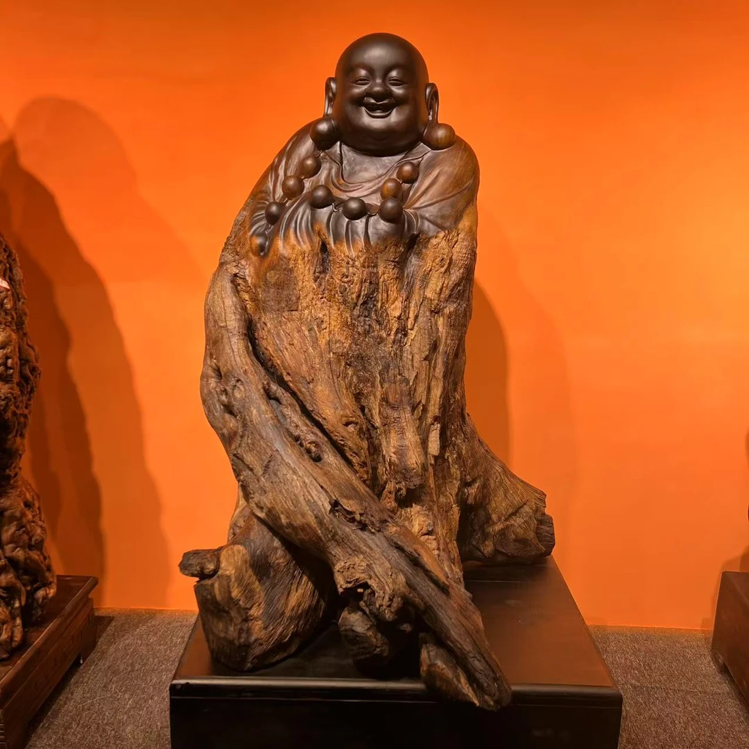 鸡翅木《弥勒佛》精品落地款带底座 配证书 长宽高88.5-90-165