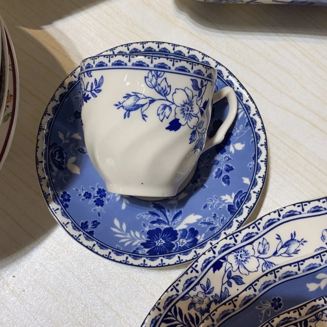 瓷全新青花迷你咖啡杯套装