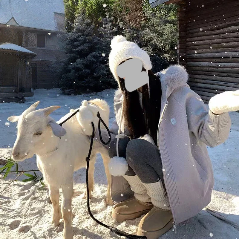 韩系毛衣棉服女冬季时尚拼接百搭收腰显瘦短外套