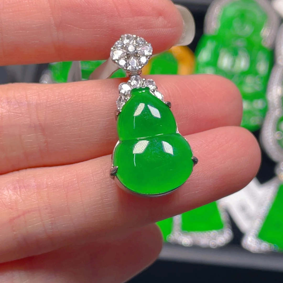 槐***九翡翠银S925镶嵌吊坠(不含链)