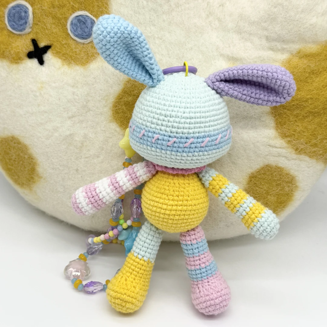 柒小七马卡龙暴力熊手工编织娃娃吊饰配饰成品