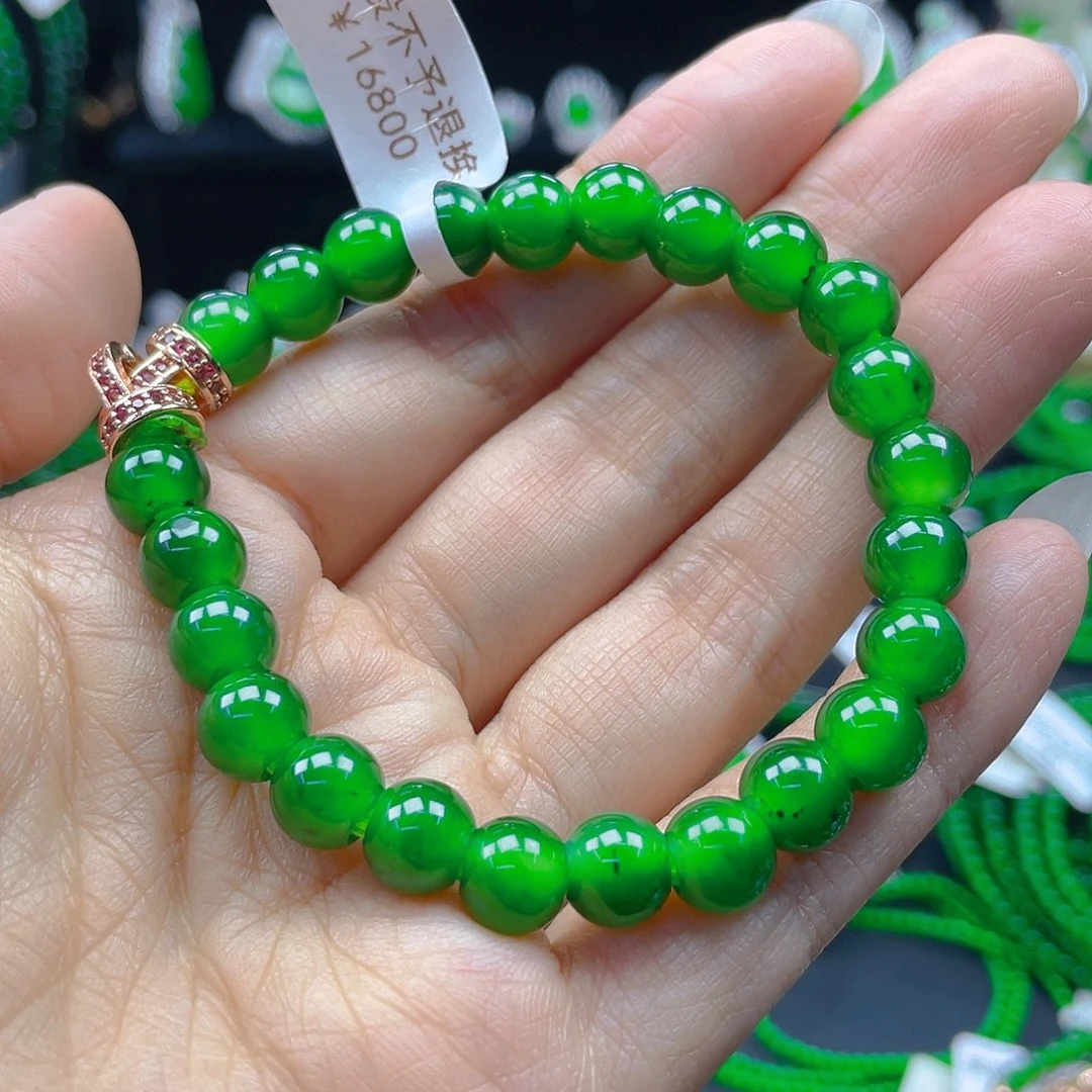 翡翠手串未镶嵌天然A货翡翠正阳8