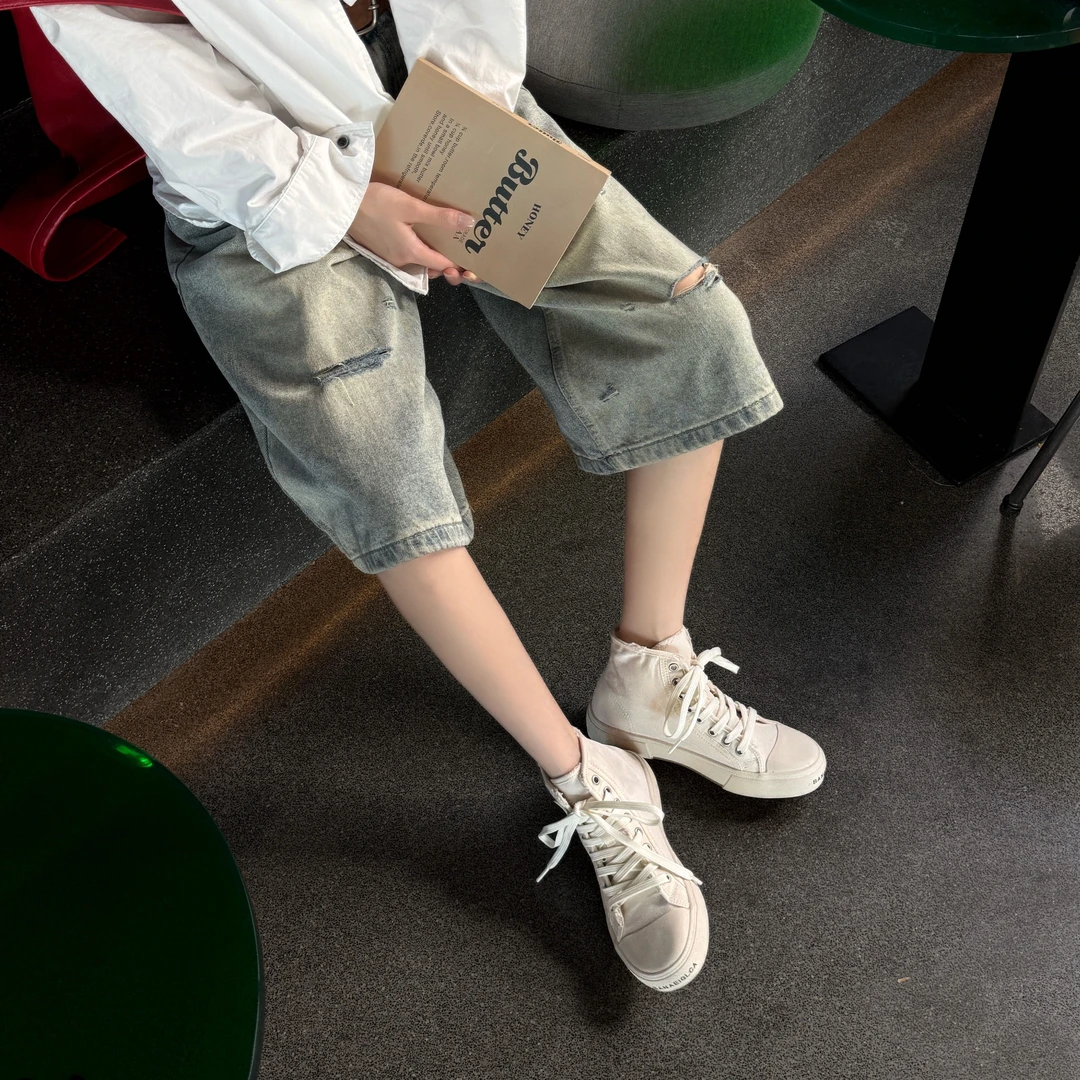 小发喵休闲黑色小众潮流纯色圆头ins中帮系带通用帆布鞋777