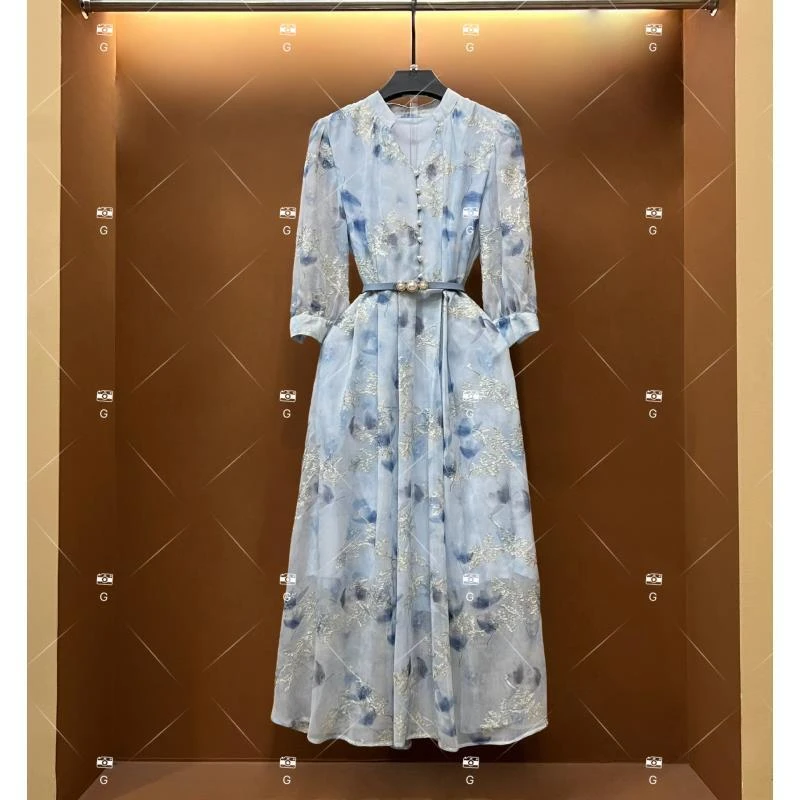 春夏丨设计师轻奢法式印花女士连衣裙 GS-56101