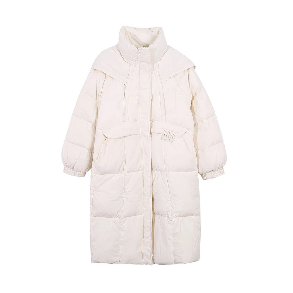 【珀嫚服饰】冬季时尚休闲百搭连帽中长款保暖羽绒服Y-9107