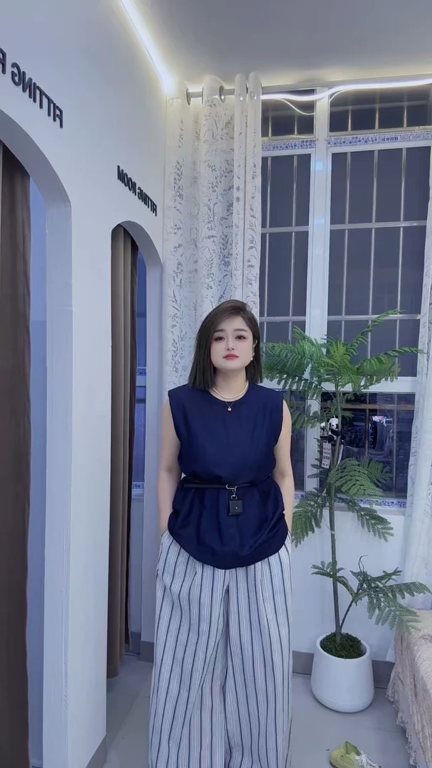 【遇见】腰带上衣➕条纹阔腿裤