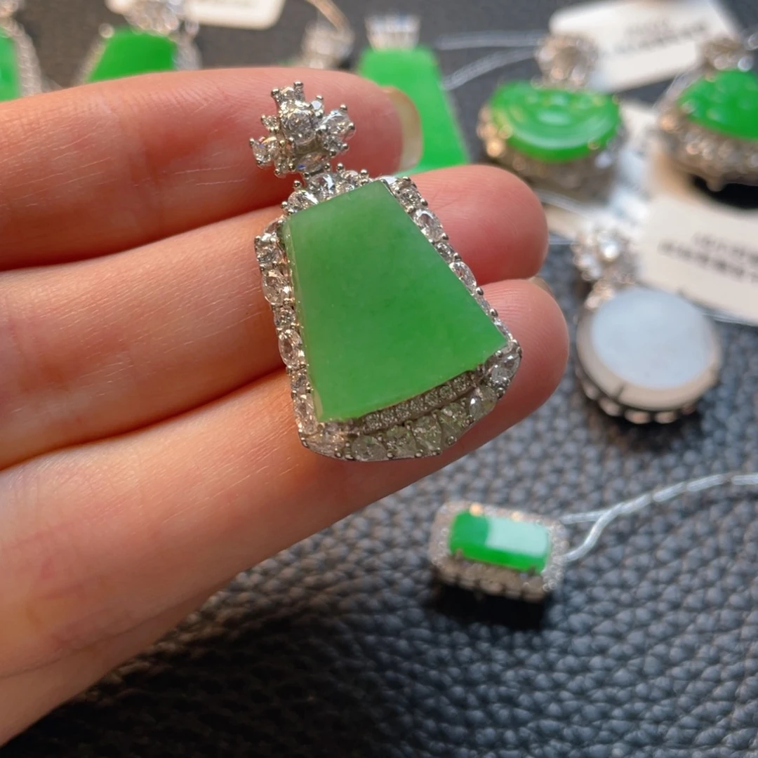 翡翠银S925镶嵌吊坠(不含链)