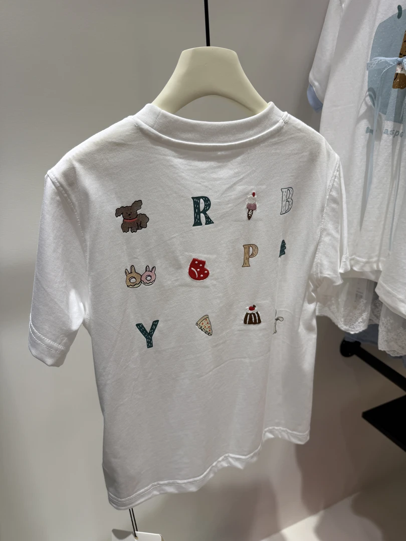 【haobaby】2025夏款卡通字母图标印花T恤2170